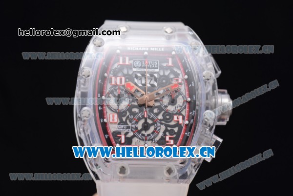 Richard Mille RM 011 Felipe Massa Flyback Chronograph Swiss Valjoux 7750 Automatic Sapphire Crystal Case with Aerospace Nano Translucent and Skeleton Dial Strap - Click Image to Close